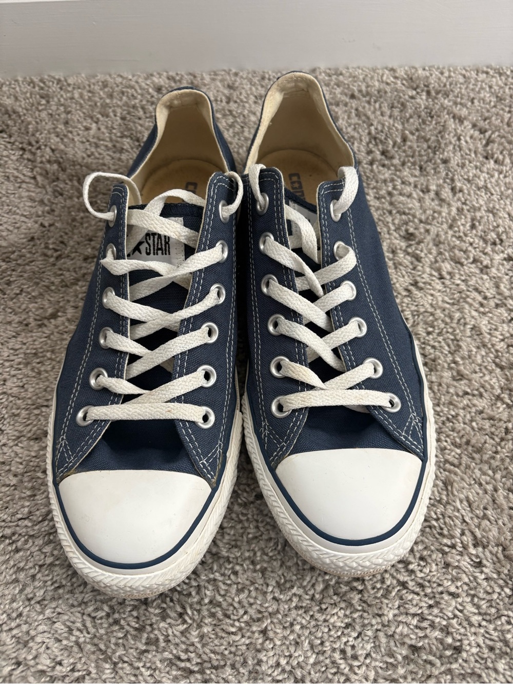 Converse Low Top Canvas Sneakers - Navy and White W10 EUC